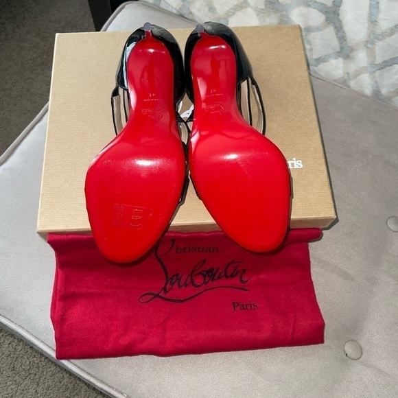 NEW Christian Louboutin World Copine 100 Patent Leather Pumps Slip On OpenToe 41 - Picture 2 of 10